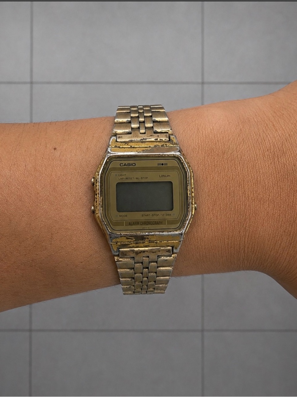 Vintage 1980s Casio A153G Module 595 Gold Digital Watch Untested